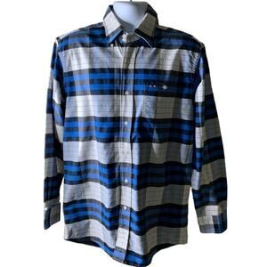 Larro Button Up Plaid Shirt Mens M Long Sleeve Chest Pocket Button Down Preppy